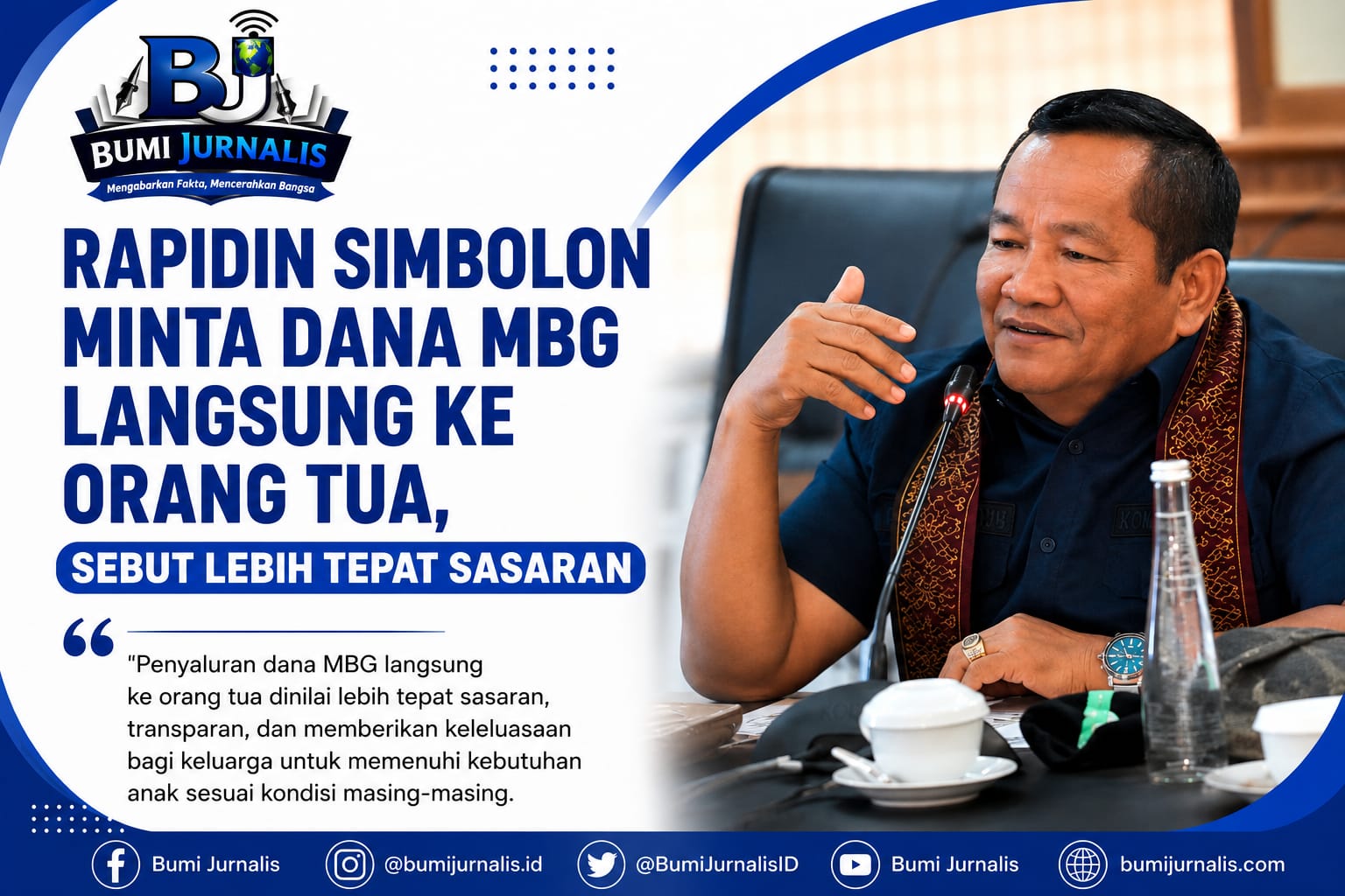 Rapidin Simbolon Minta Dana MBG Langsung ke Orang Tua, Sebut Lebih Tepat Sasaran