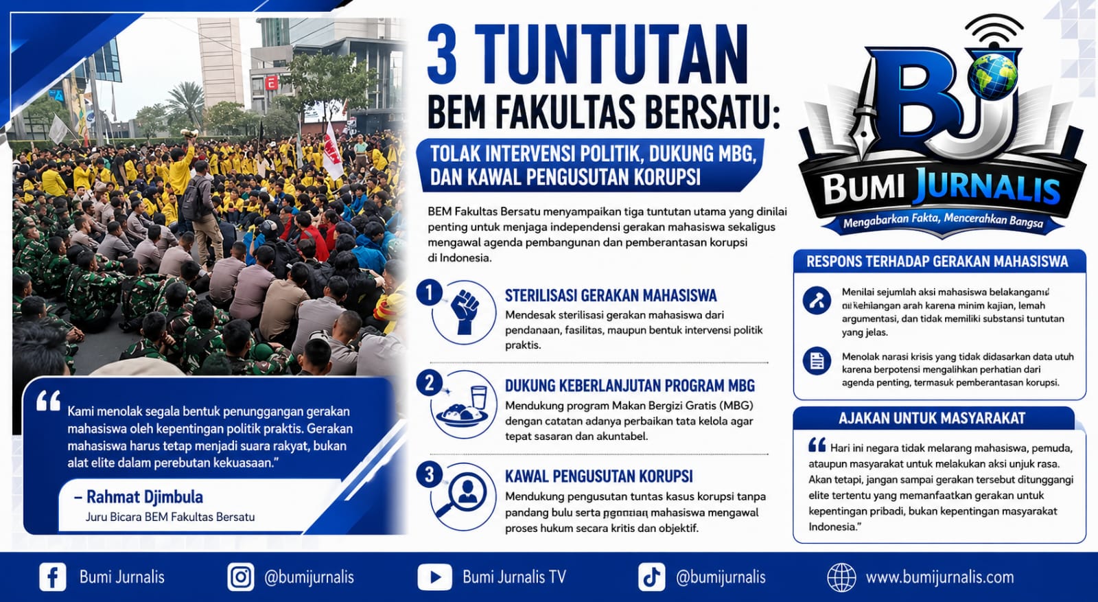 Tuntutan BEM Fakultas Bersatu: Dukung MBG