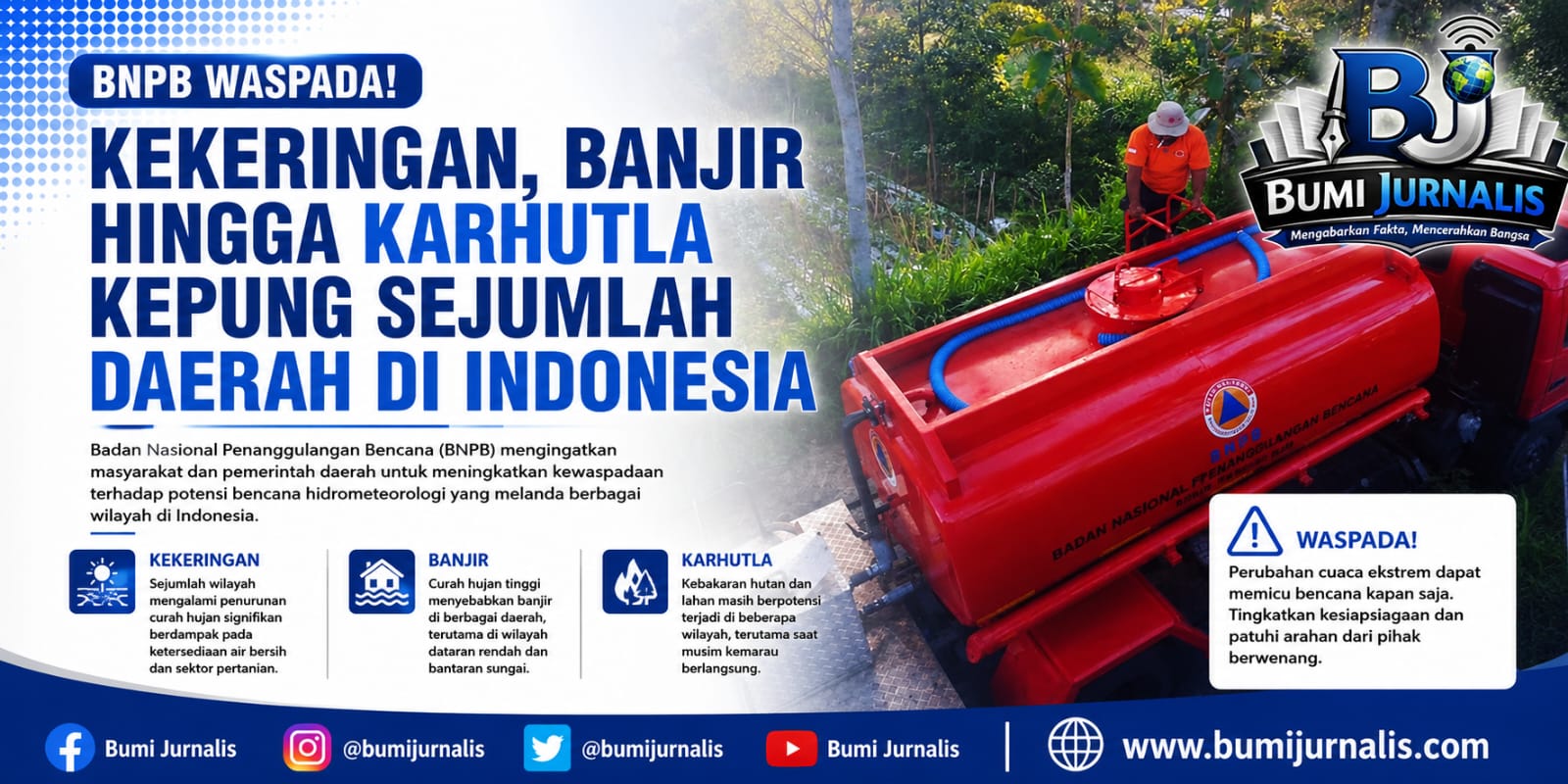 BNPB : Waspada Kekeringan, Banjir hingga Karhutla Kepung Sejumlah Daerah di Indonesia