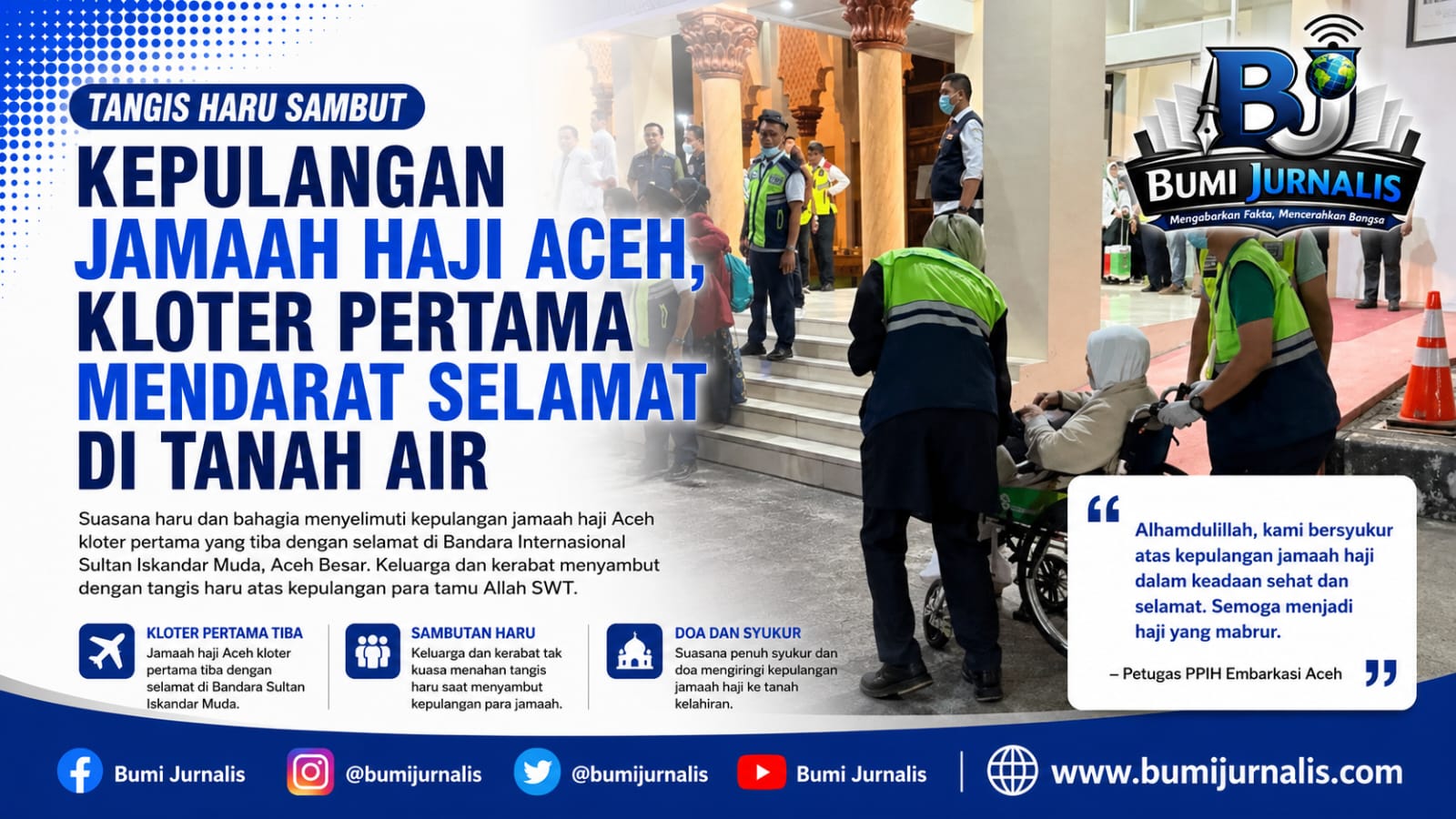 Suasana Haru Menyambut Kepulangan Jamaah Haji Aceh Kloter Pertama