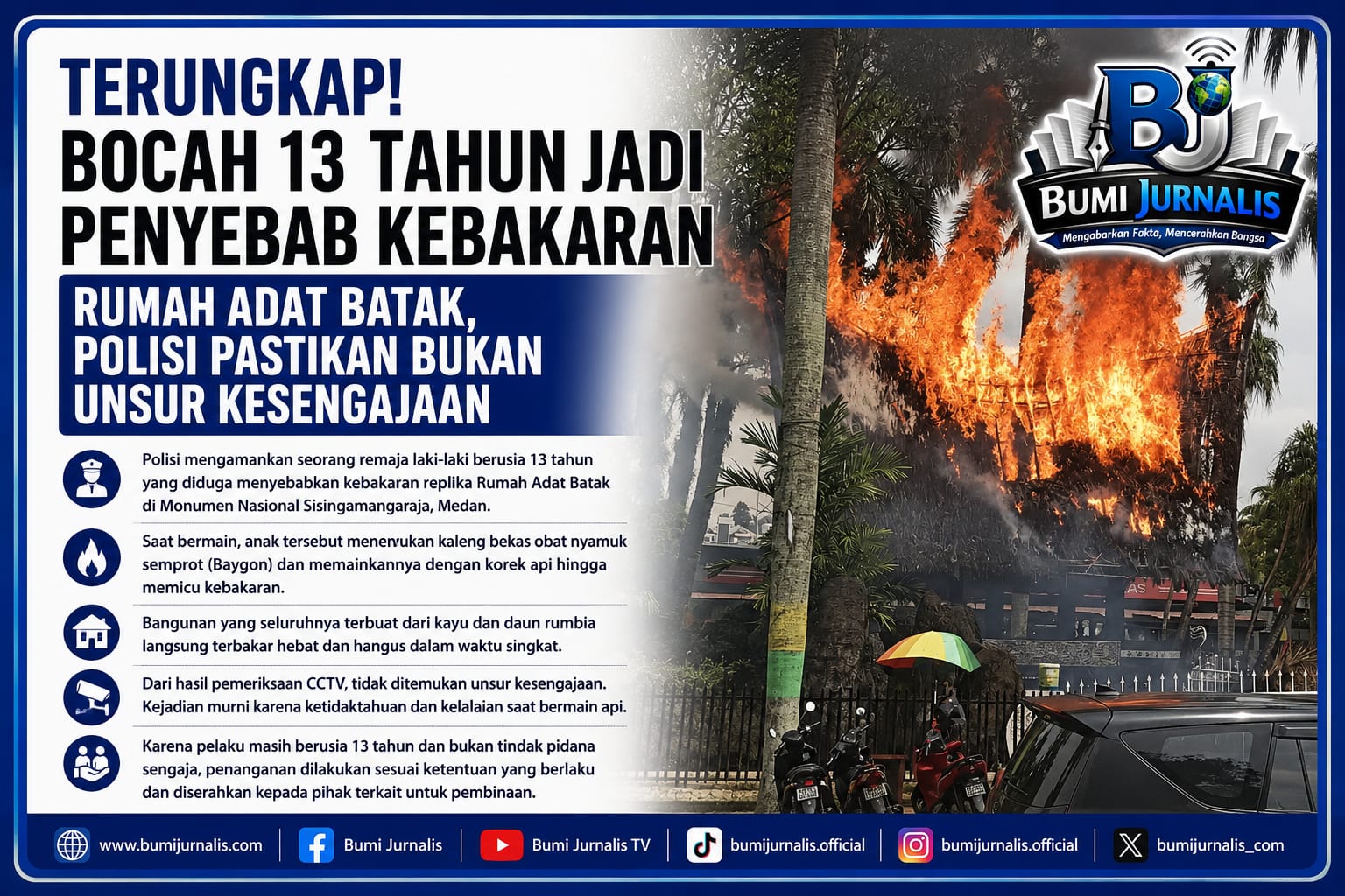 Penyebab Kebakaran Rumah Adat Batak, Bocil Iseng Main Api